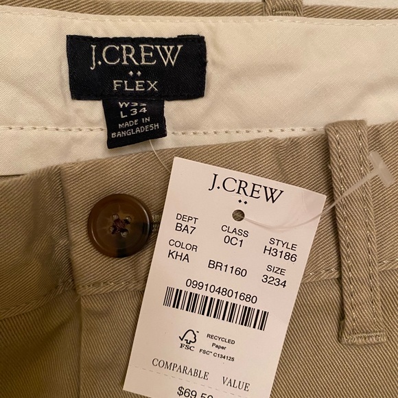 NWT J CREW Mens Straight Fit Flex Khaki Pants               Sz 32Wx34L - Picture 5 of 8